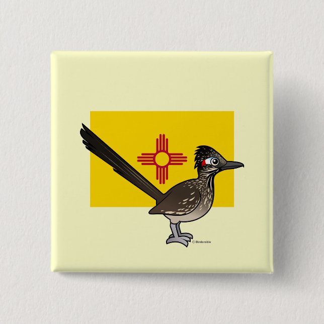 Staat Birdorable von New-Mexiko: Roadrunner Button (Vorderseite)