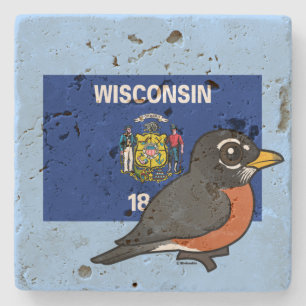 Staat Birdorable von Wisconsin: Amerikaner Robin Steinuntersetzer