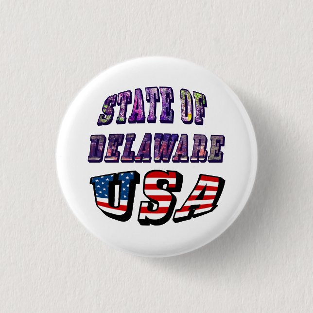 Staat Delaware Picture und USA Flag Text Button (Vorderseite)