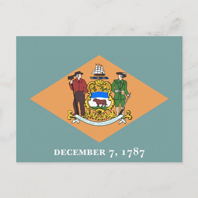 Staat der Delaware-Flagge Postkarte (Vorderseite)