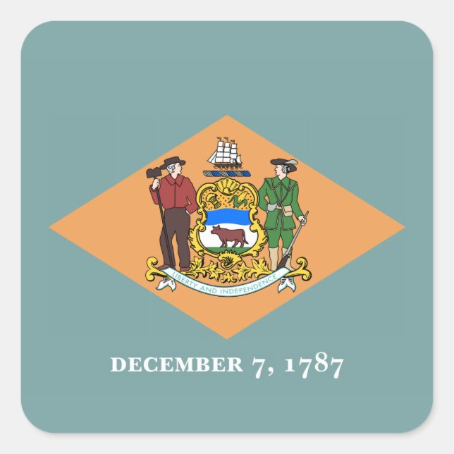 Staat der Delaware-Flagge Quadratischer Aufkleber (Vorderseite)