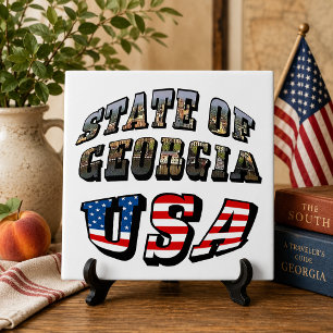 Staat der Fahne Georgiens und USA Fliese