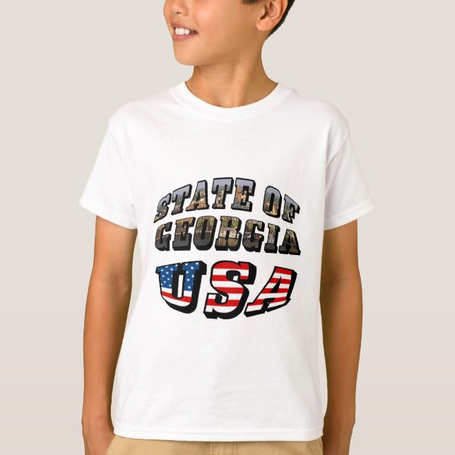 Staat der Fahne Georgiens und USA T-Shirt (Vorderseite)