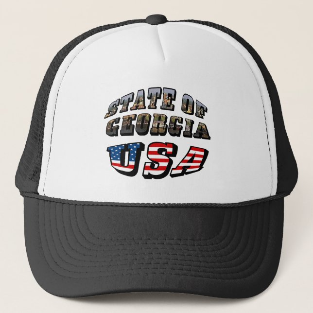 Staat der Fahne Georgiens und USA Truckerkappe (Vorderseite)