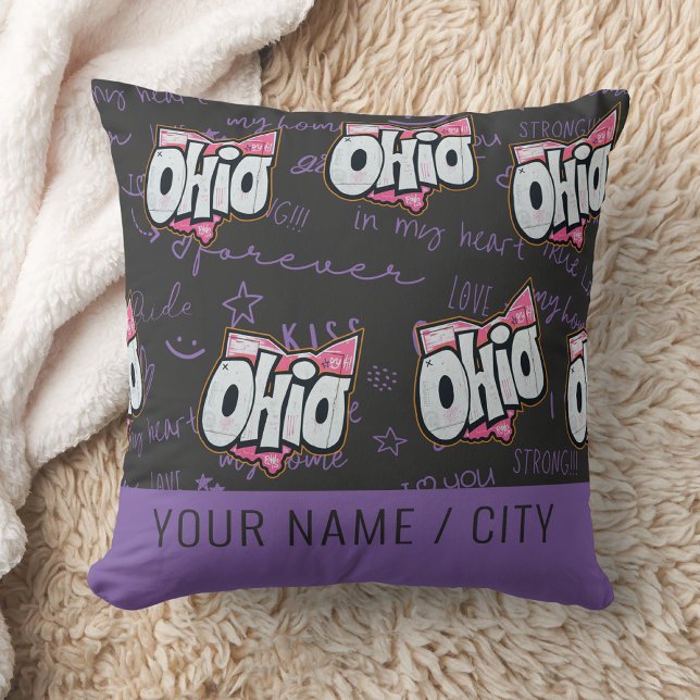 Staat der Graffiti-Wohngestaltung Ohio 90er Jahre Kissen (Von Creator hochgeladen)