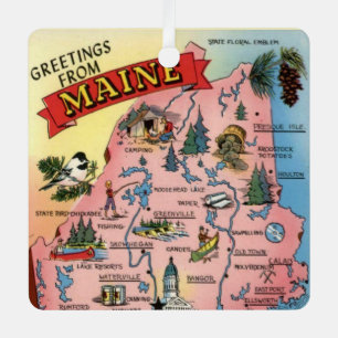 Staat der Maine Map Ornament Aus Metall