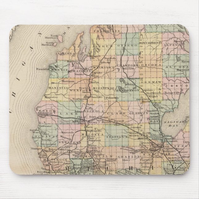 Staat der Michigan Atlas Karte Mousepad (Vorne)