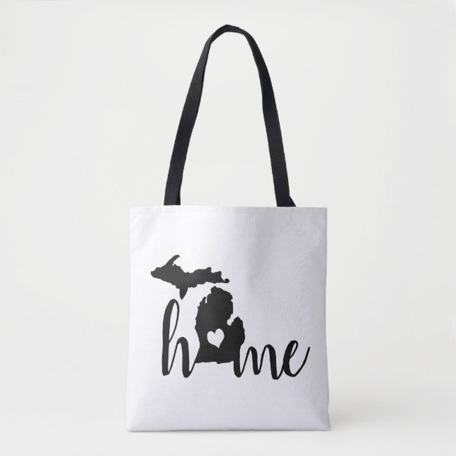 Staat der Michigan Black Silhouette "Zuhause" Tasche (Vorderseite)