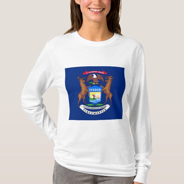 Staat der Michigan-Flagge T-Shirt (Vorderseite)