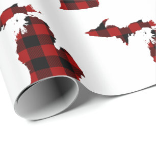 Staat der Michigan-Form in Büffel-kariert Geschenkpapier