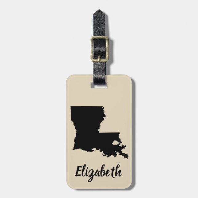 Staat der Silhouette Louisiana und Name des Drehbu Gepäckanhänger (Vorderseite vertikal)