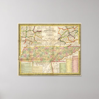 Staat der Tennessee-Karte (1851) Leinwanddruck