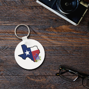 Staat der Texas-Flagge mit Staat Blume Bluebonnet Schlüsselanhänger