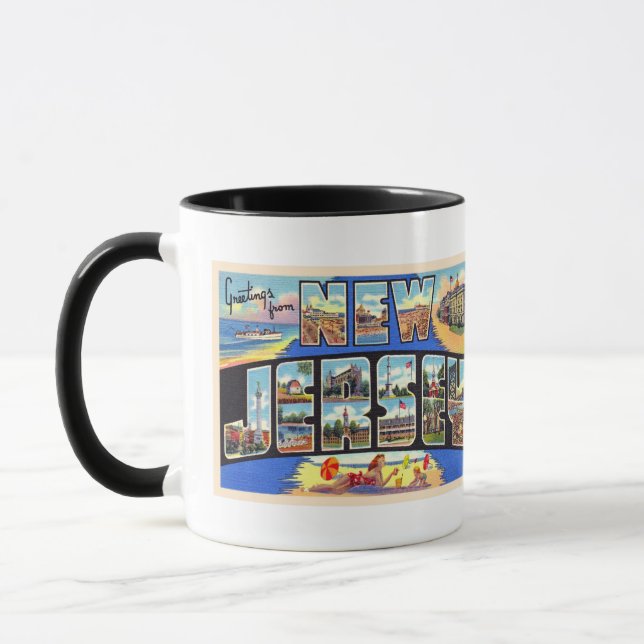 Staat der Vintagen Postkarte New Jersey Tasse (Links)