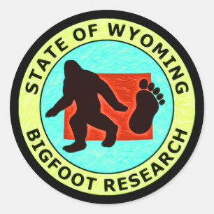 Staat der Wyoming Bigfoot Research Runder Aufkleber