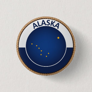 Staat des Alaska-Flaggen-Siegel-Knopfes Button