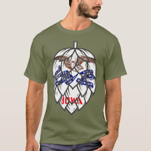 Staat des Bierhofsknops der Iowa-Flagge T-Shirt