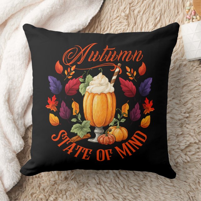 Staat des Geistesschwarzes Herbst Kissen (Decke)