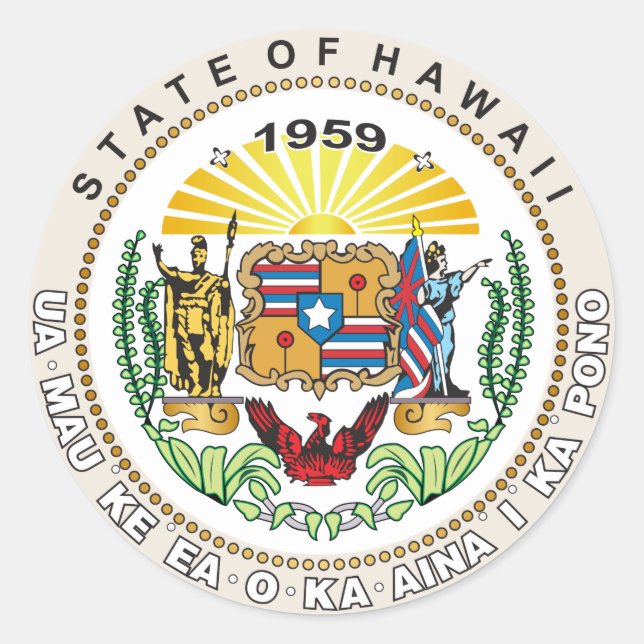 Staat des Großen Siegels von Hawaii Runder Aufkleber (Vorderseite)