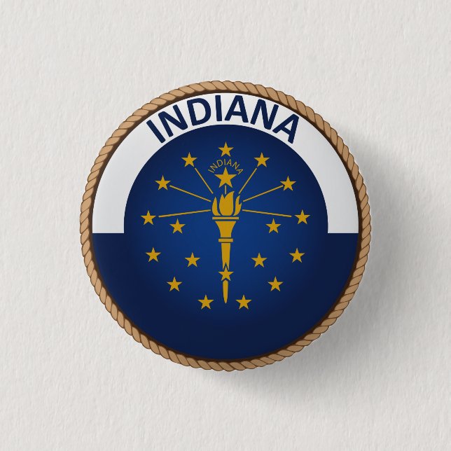 Staat des Indiana-Flaggen-Siegel-Knopfes Button (Vorderseite)