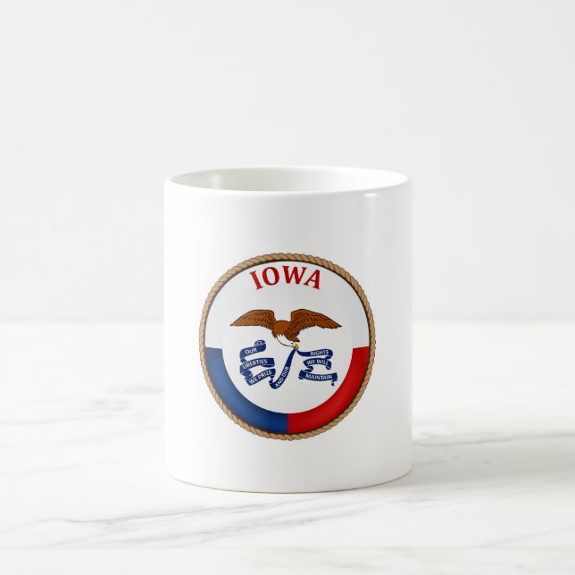 Staat des Iowa-Flaggen-Siegels Kaffeetasse (Mittel)