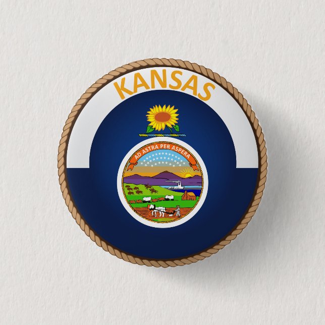 Staat des Kansas-Flaggen-Siegel-Knopfes Button (Vorderseite)