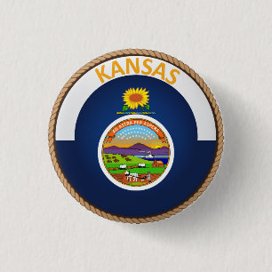 Staat des Kansas-Flaggen-Siegel-Knopfes Button