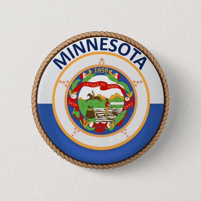 Staat des Minnesota-Flaggen-Siegel-Knopfes Button (Vorderseite)