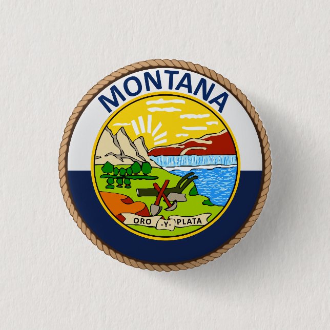 Staat des Montana-Flaggen-Siegel-Knopfes Button (Vorderseite)