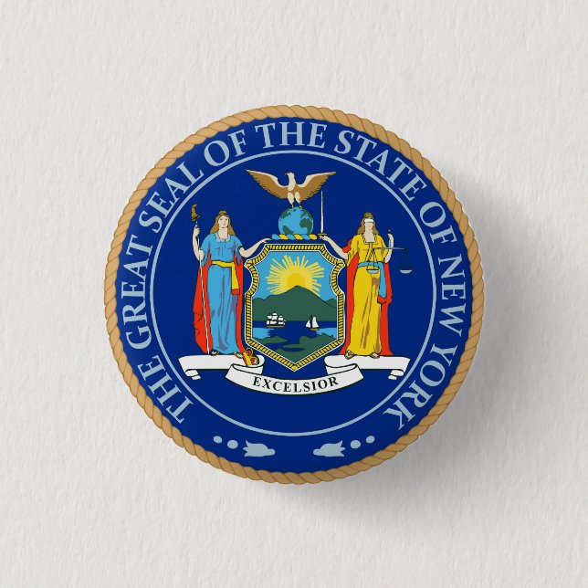 Staat des New- Yorkflaggen-Siegel-Knopfes Button (Vorderseite)