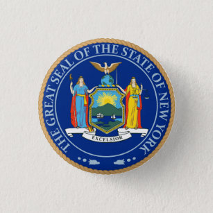Staat des New- Yorkflaggen-Siegel-Knopfes Button