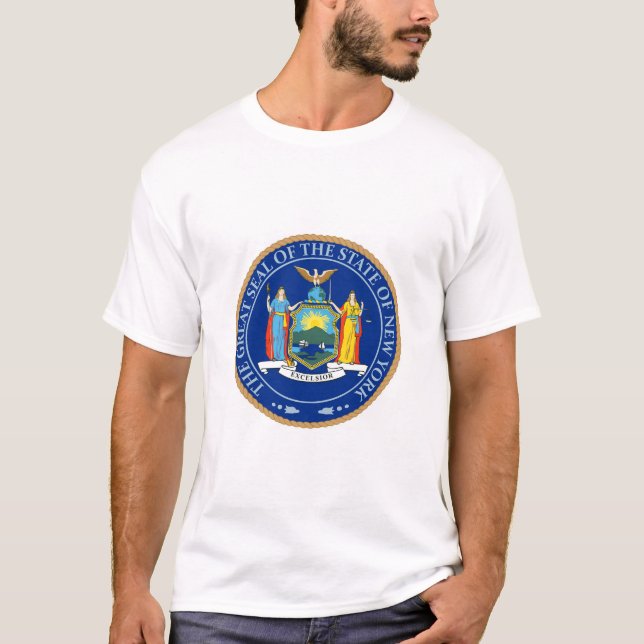Staat des New- Yorkflaggen-Siegel-T - Shirt (Vorderseite)
