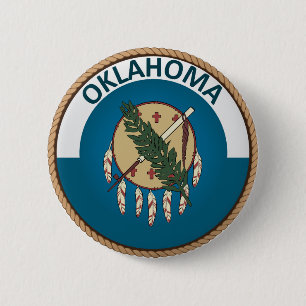 Staat des Oklahoma-Flaggen-Siegel-Knopfes Button