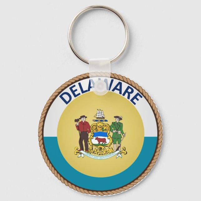 Staat des Siegels Delaware Flag Schlüsselanhänger (Vorderseite)