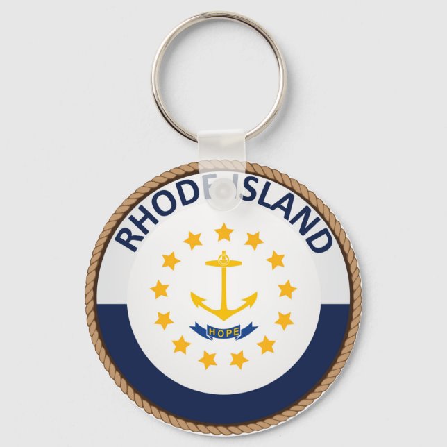 Staat des Siegels der Flagge der Insel Rhode Schlüsselanhänger (Vorderseite)