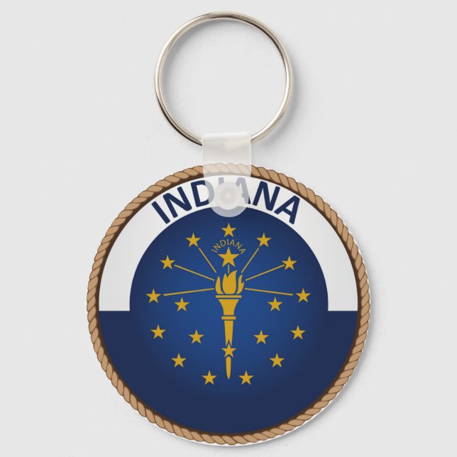 Staat des Siegels der Indiana-Flagge Schlüsselanhänger (Vorderseite)