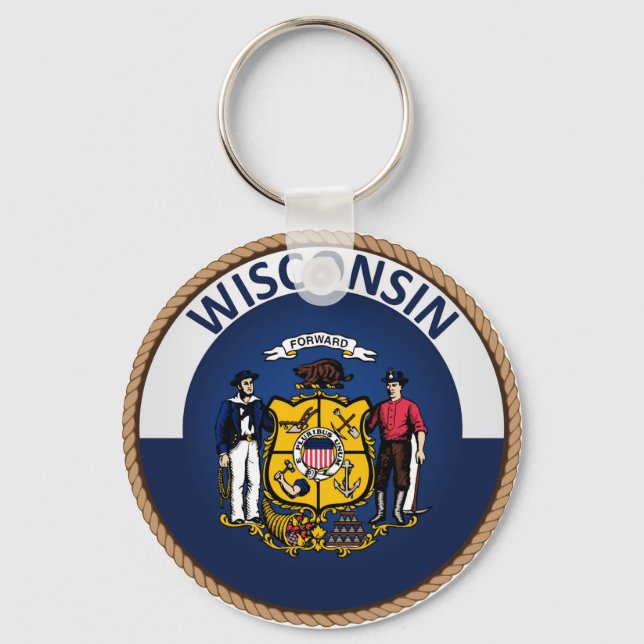 Staat des Siegels der Wisconsin-Flagge Schlüsselanhänger (Vorderseite)