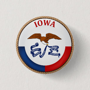 Staat des Siegels Iowa Flag Button