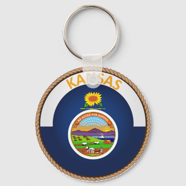 Staat des Siegels Kansas Flag Schlüsselanhänger (Vorderseite)