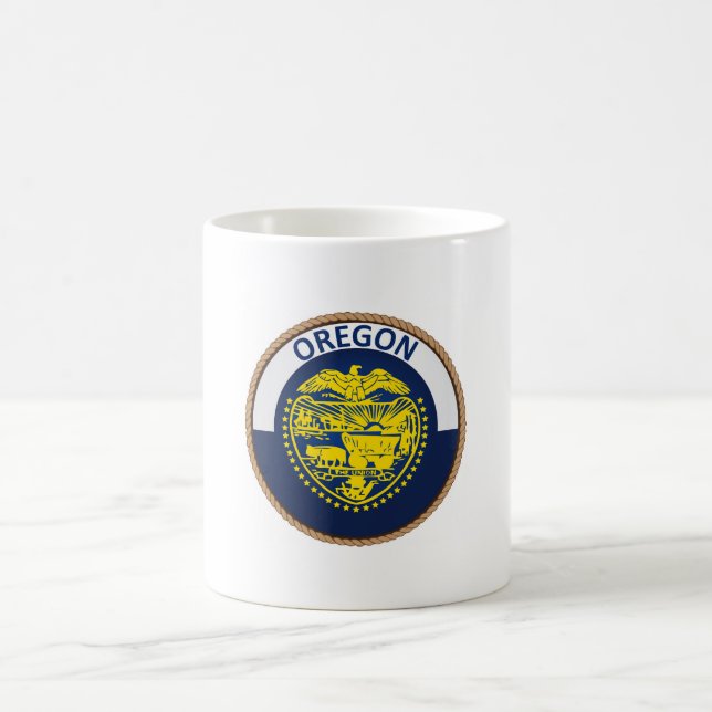 Staat des Siegels Oregon Flag Kaffeetasse (Mittel)