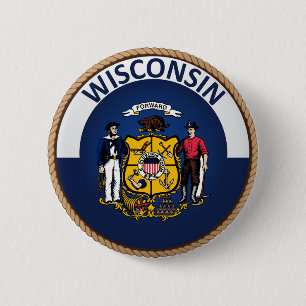 Staat des Siegels Wisconsin Flag Button