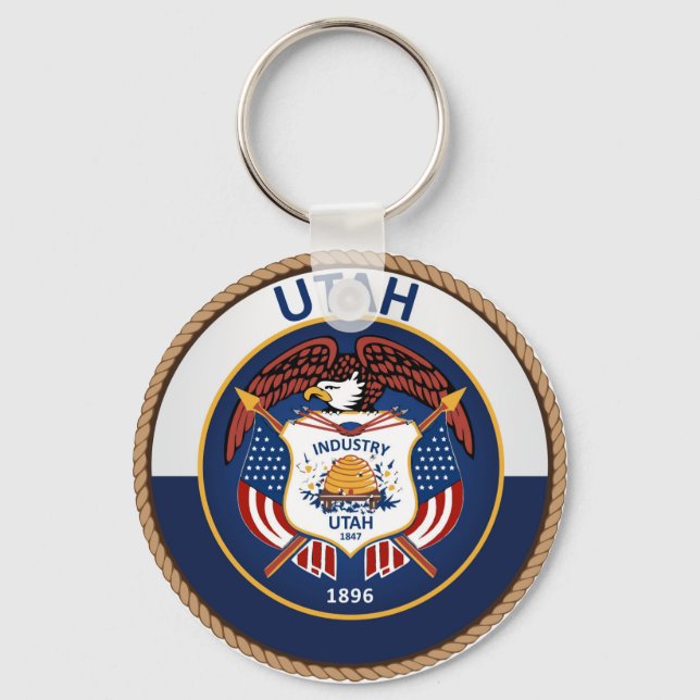 Staat des Utah Flag Siegels Schlüsselanhänger (Vorderseite)