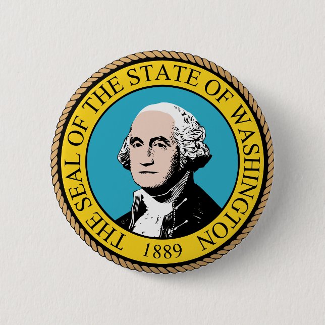 Staat des Washington-Flaggen-Siegel-Knopfes Button (Vorderseite)