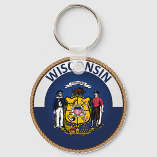 Staat des Wisconsin-Flaggen-Siegels Schlüsselanhänger