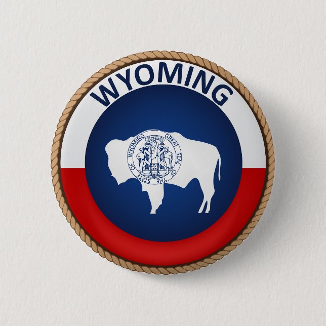 Staat des Wyoming-Flaggen-Siegel-Knopfes Button (Vorderseite)