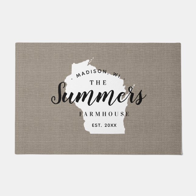 Staat Doormat für Wisconsin-Familie Fußmatte (Vorderseite)