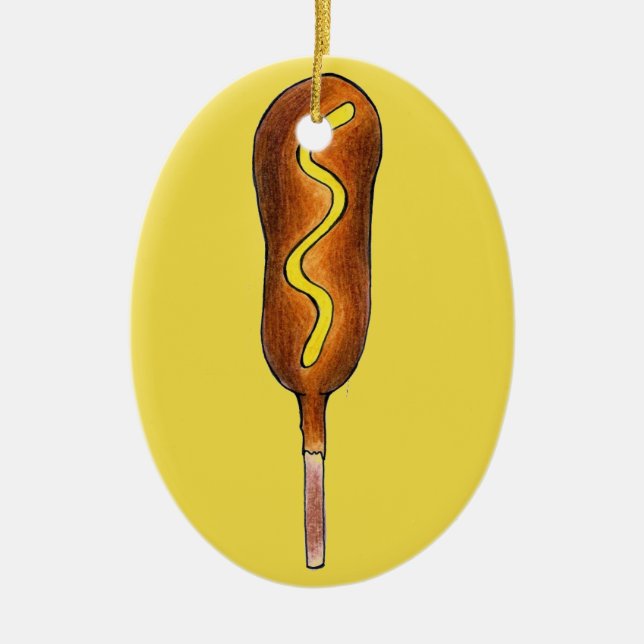 Staat Fasching Mais Hund mit Senf Keramik Ornament (Vorne)