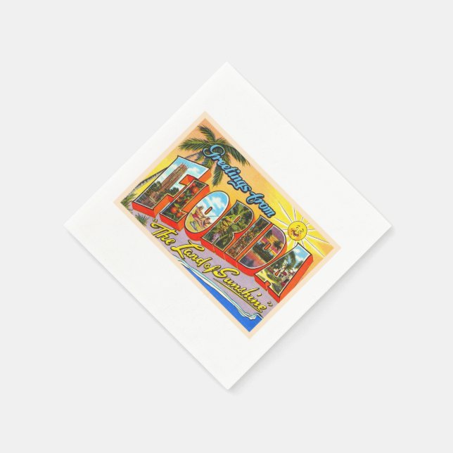 Staat Florida FL Vintager Großbuchstabe Postkarte Serviette (Ecke)