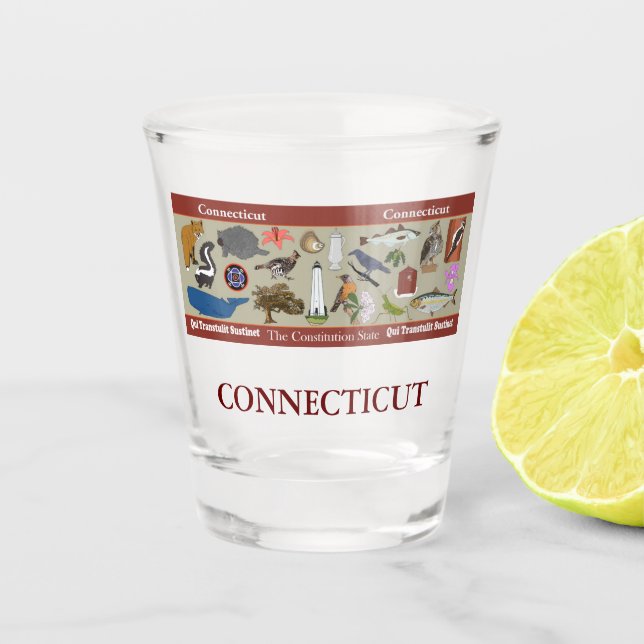 Staat-Gedenkglas von Connecticut Schnapsglas (Vorderseite)