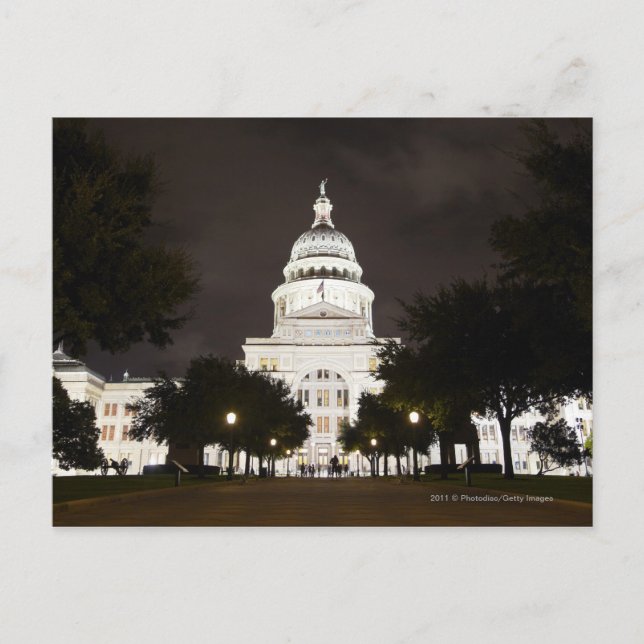 Staat Hauptstadt Austin, Texas am Abend Postkarte (Vorderseite)